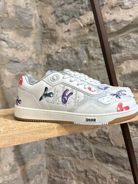 Dior X Kenny Scharf B27 White Oblique Galaxy Graffiti Low Top Sneakers